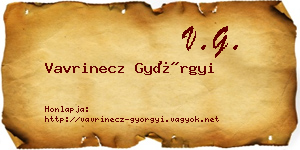 Vavrinecz Györgyi névjegykártya